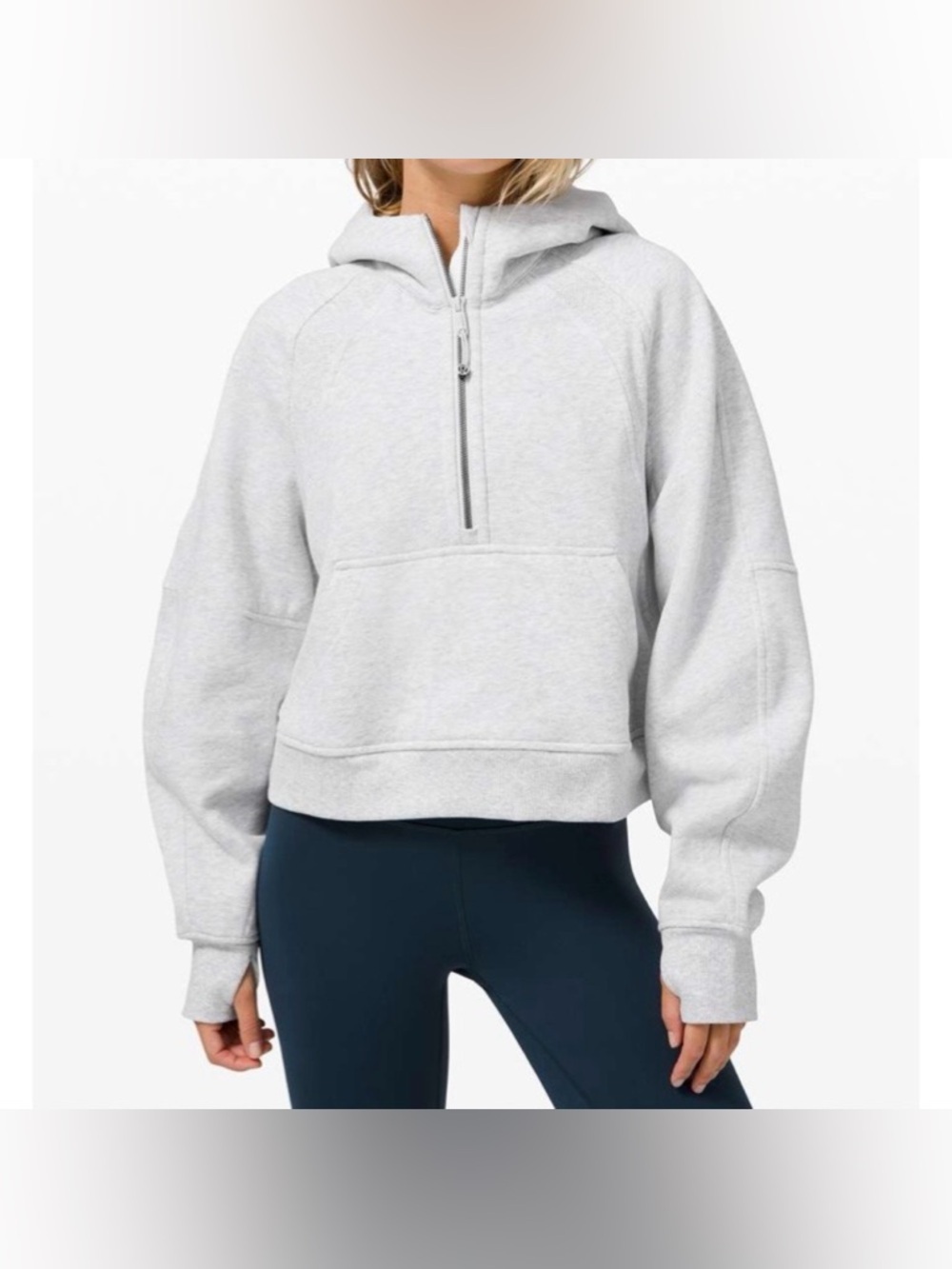 LULULEMON Light Gray Scuba Oversized 1/2 Zip Hoodie